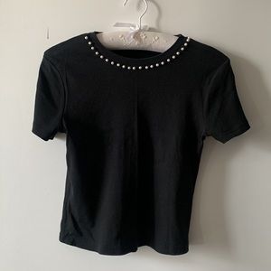 Elegant Top🇪🇸Zara-Pearls T-shirt-S